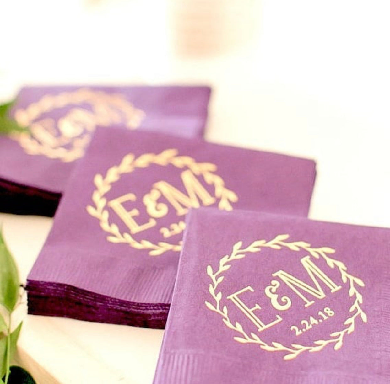 Elegant Dual Letter Initial Personalized Napkins