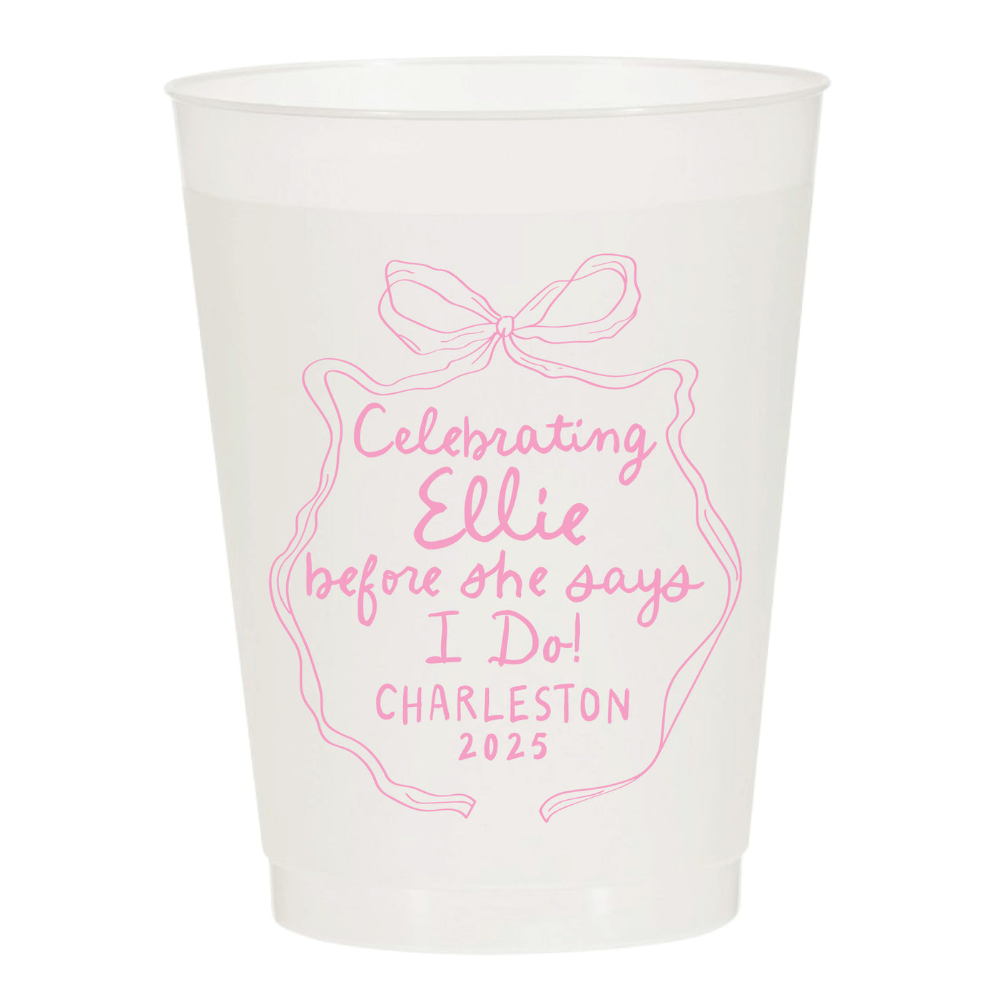 Celebrating Before She Say's I Do Bow Frame Bachelorette Party Frosted Cups