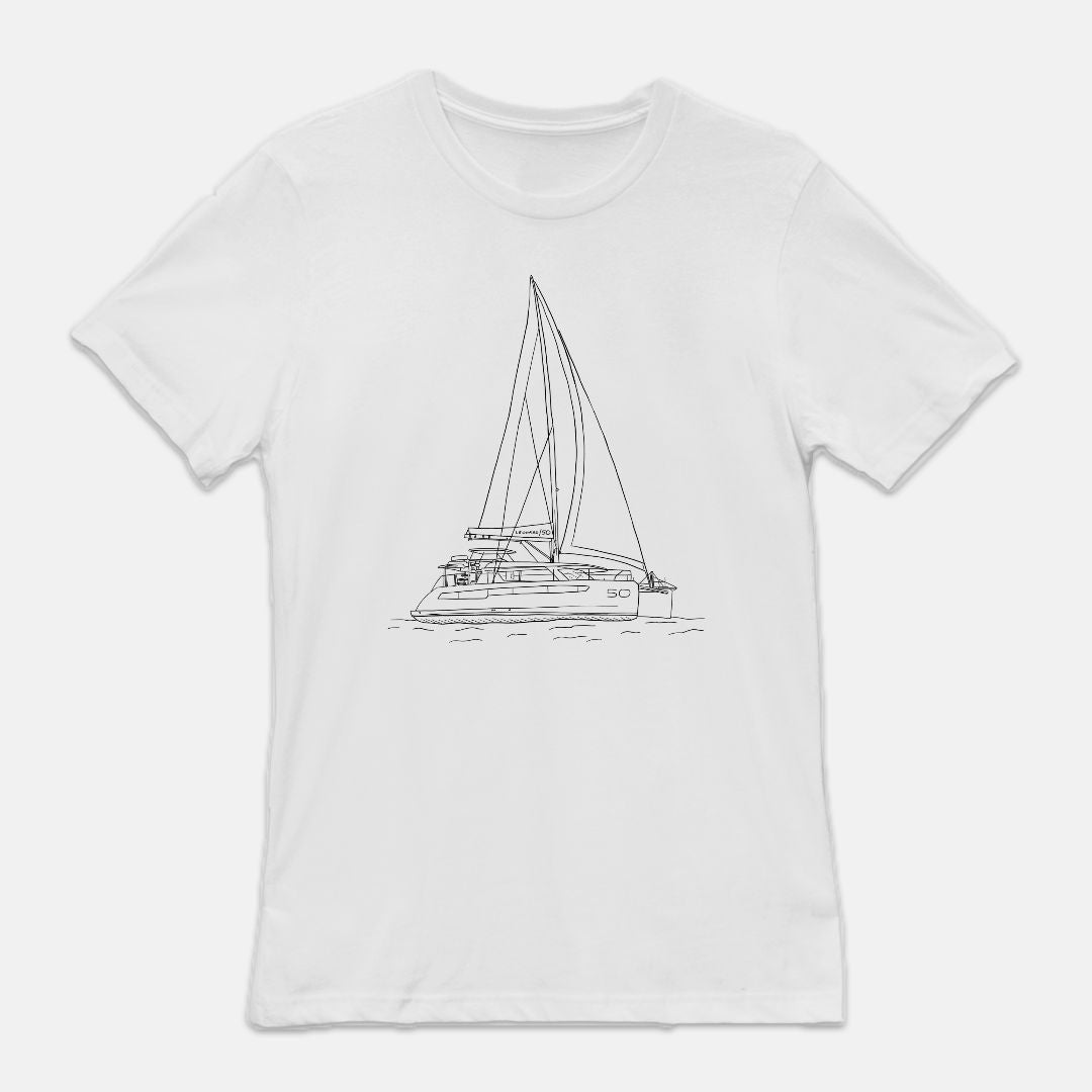 Custom Boat Drawing Unisex Crew T-Shirt (pricing includes boat