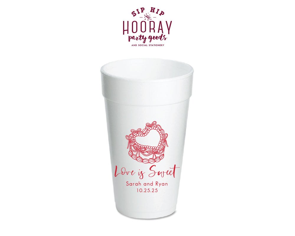 Love is Sweet Custom Wedding Foam Cups