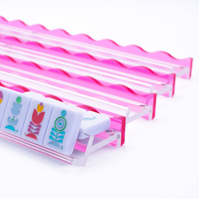 Wavy Acrylic Mahjong Racks | Magnetic Pushers: Pink