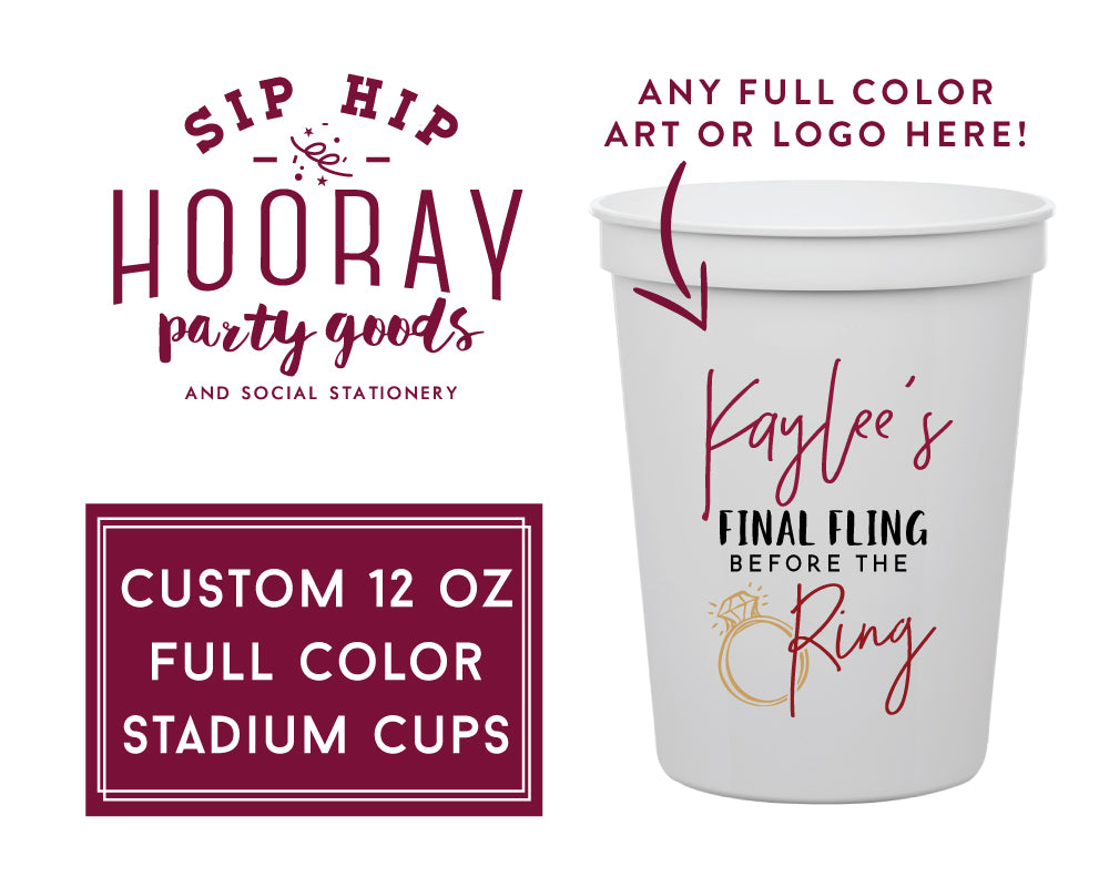 Multi Color Stadium Cups, Wedding Crest Cup, Reusable Plastic Party Cups, Custom Party Favors