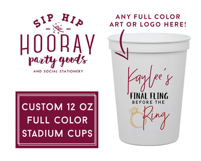 Multi Color Stadium Cups, Wedding Crest Cup, Reusable Plastic Party Cups, Custom Party Favors