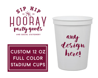 Multi Color Stadium Cups, Wedding Crest Cup, Reusable Plastic Party Cups, Custom Party Favors