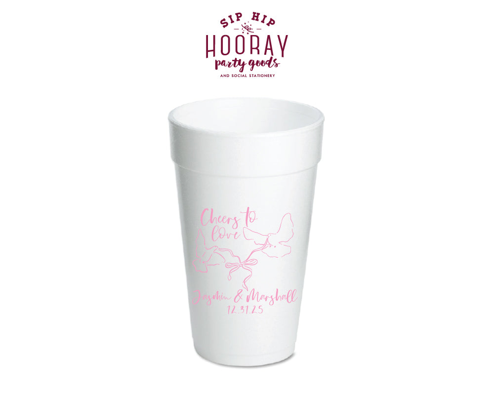 Cheers to Love Doves Styrofoam Cups