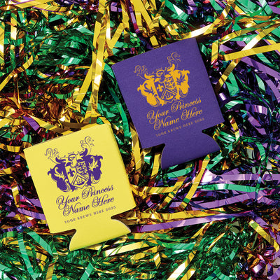 Mardi Gras Princess Crest Foam Can Coolers