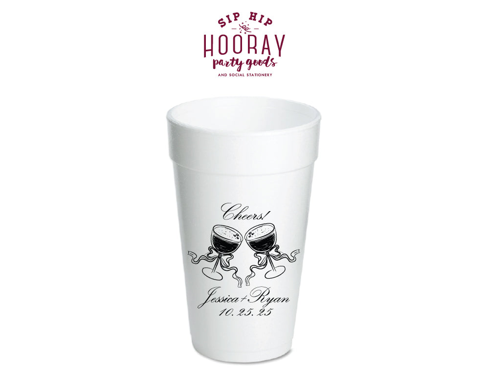 Cheers Wedding Custom Styrofoam Cups – SipHipHooray