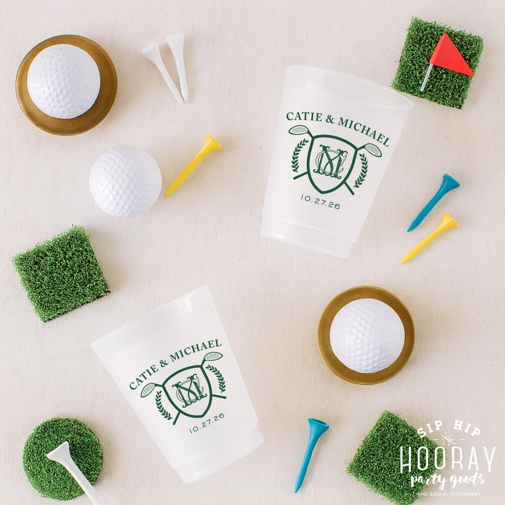 Custom Wedding Crest Golf Clubs Frosted Cups