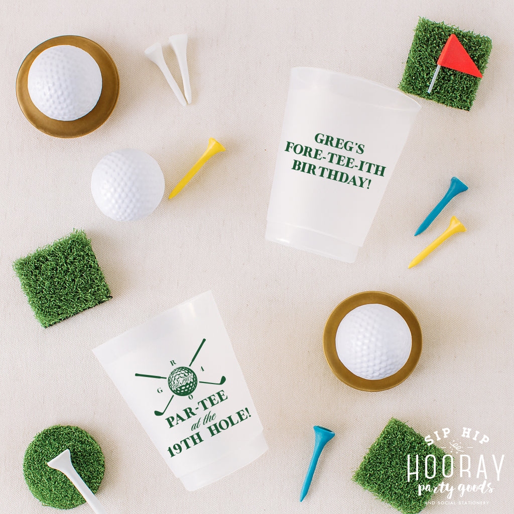 Custom Birthday Par-Tee at The 19th Hole Golf Frosted Cups
