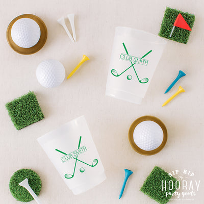 Last Name Golf Club Crest Frosted Cups