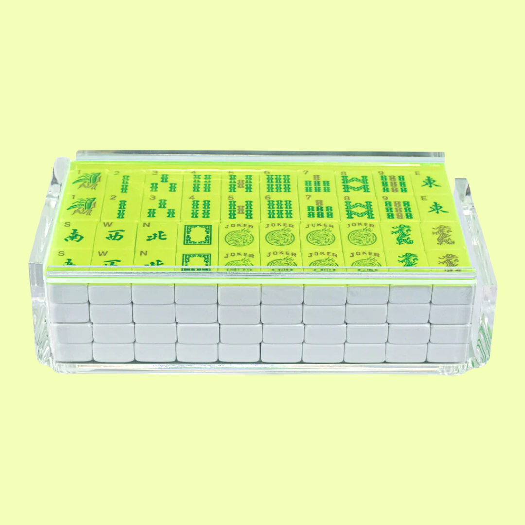 "El Mahjong" Luxe Mahjong Set with Racks - Neon Green