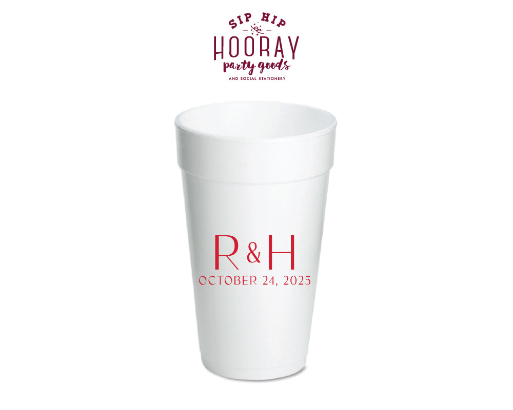 Custom Initials Wedding Foam Cups