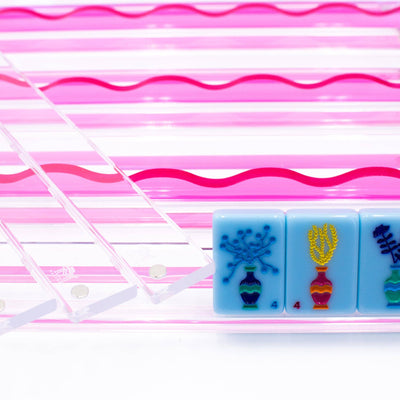 Wavy Acrylic Mahjong Racks | Magnetic Pushers: Pink