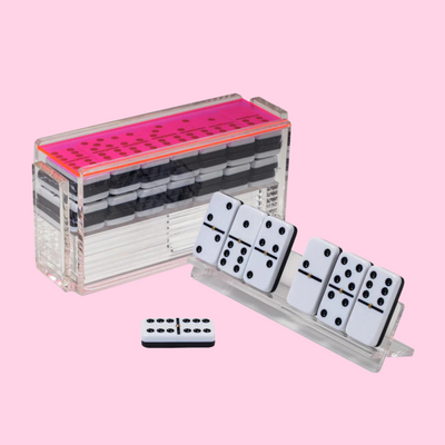 "El Catire" Domino Set with Racks -Neon Pink