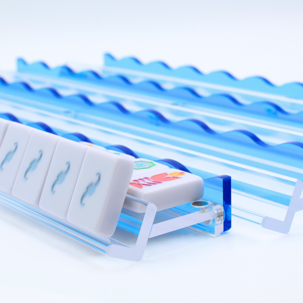 Wavy Acrylic Mahjong Racks | Magnetic Pushers: Pink