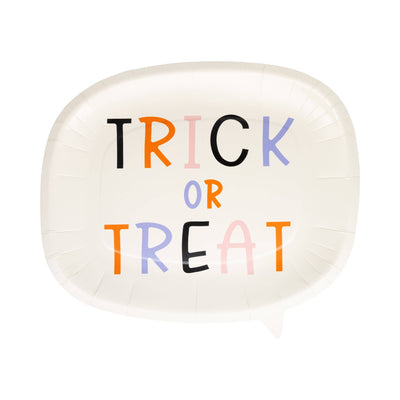 Halloween Trick or Treat Word Bubble Shaped Paper Plate