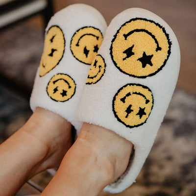 Star and Lightning Eyes Happy Faces Slippers