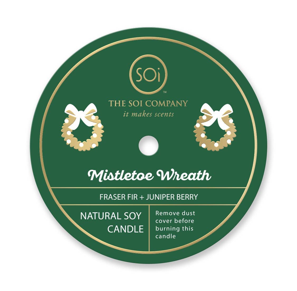 Mistletoe Wreath Holiday Confetti Icon 12oz Candle