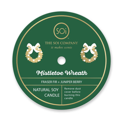 Mistletoe Wreath Holiday Confetti Icon 12oz Candle