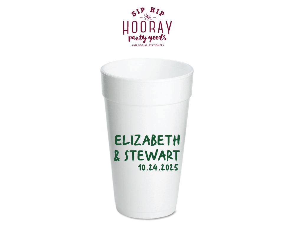 Custom Name Wedding Styrofoam Cups