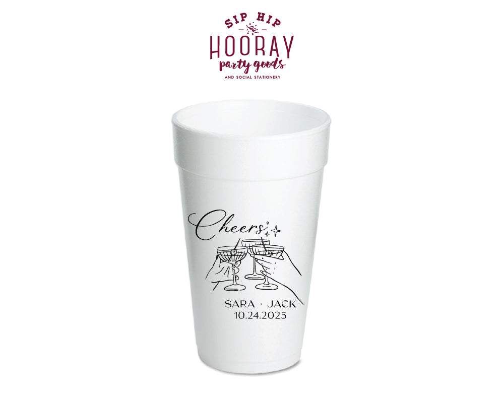 Custom Coupe Martini Cheers Foam Cups