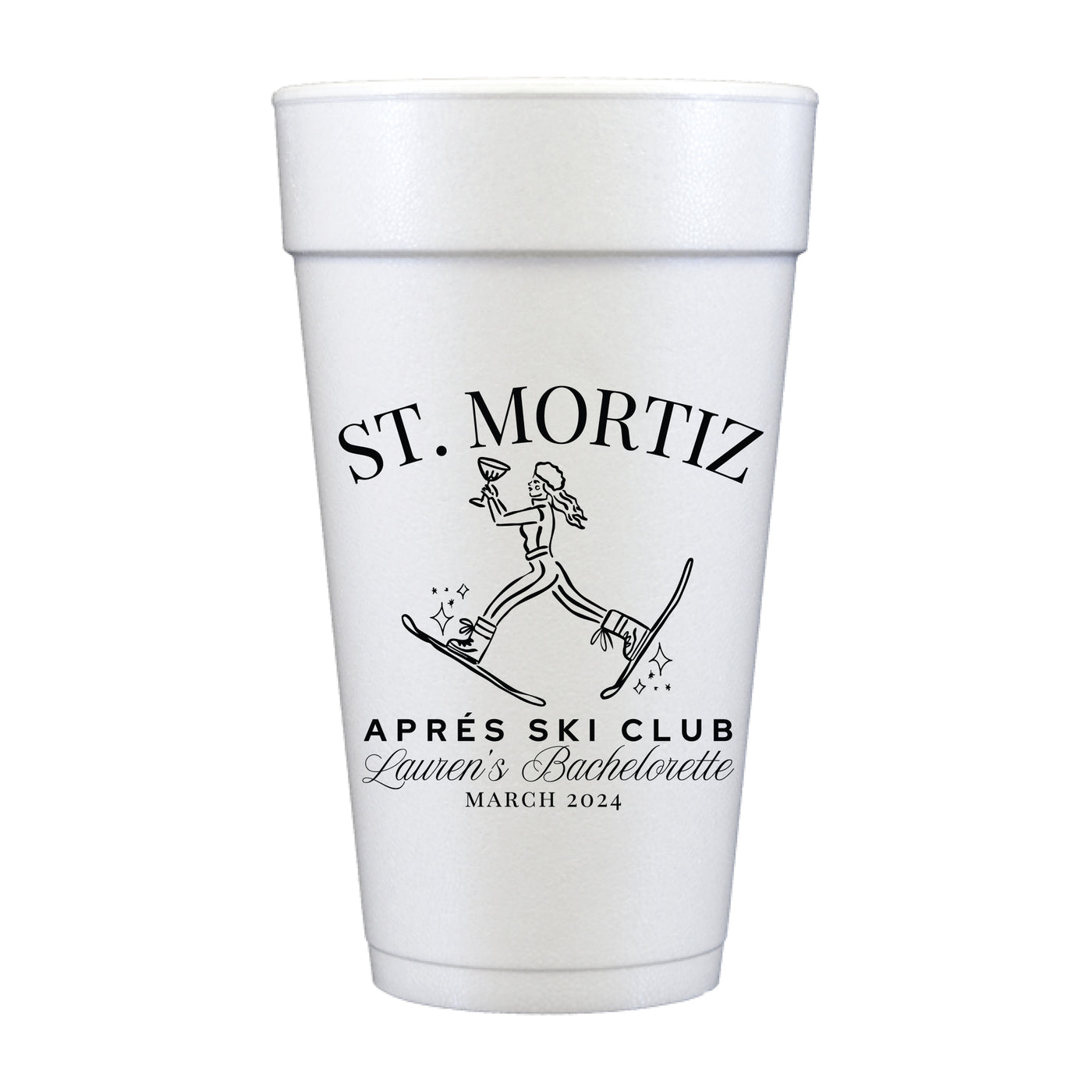 Bachelorette Ski Club Custom Foam Cups