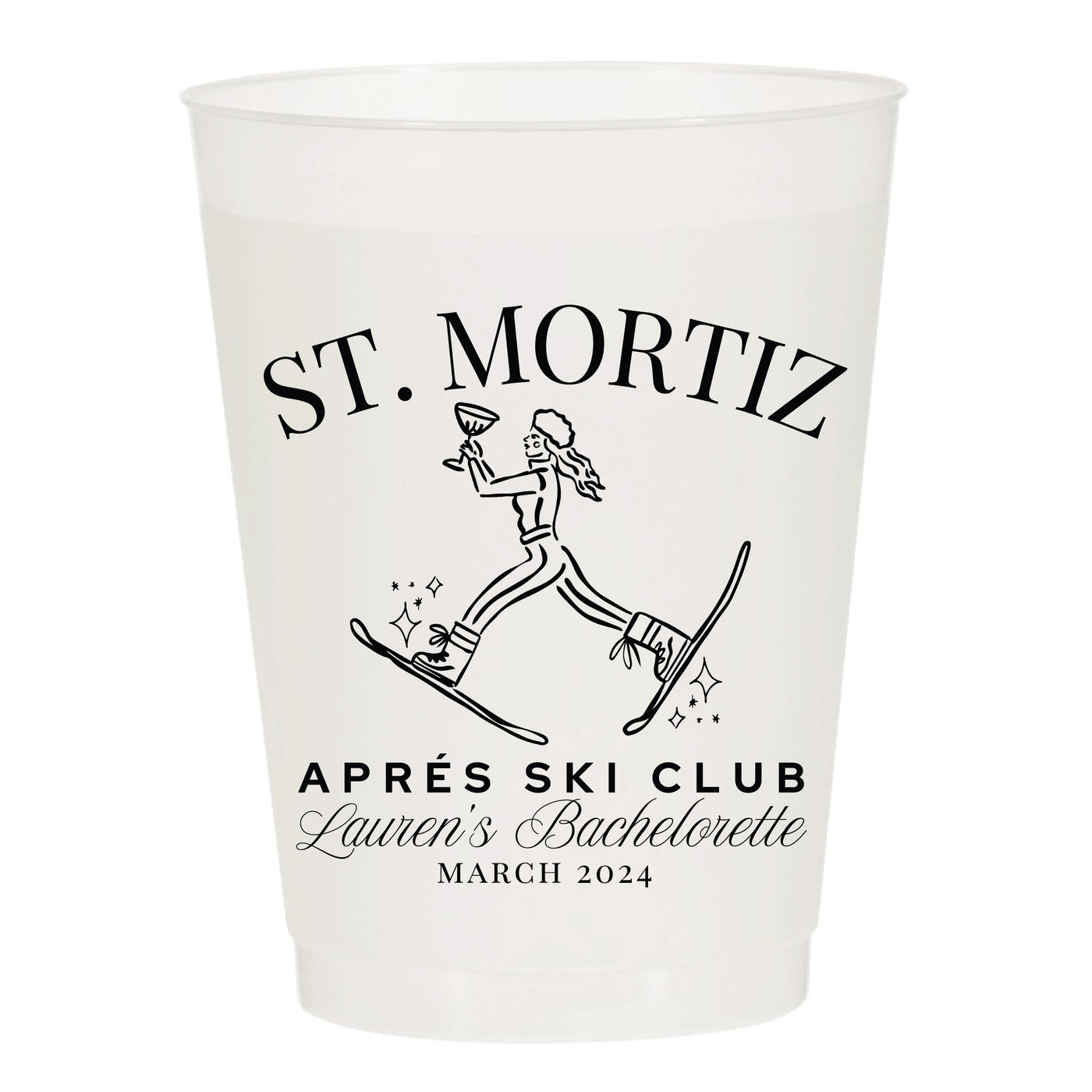 Bachelorette Ski Club Custom Frosted Cups