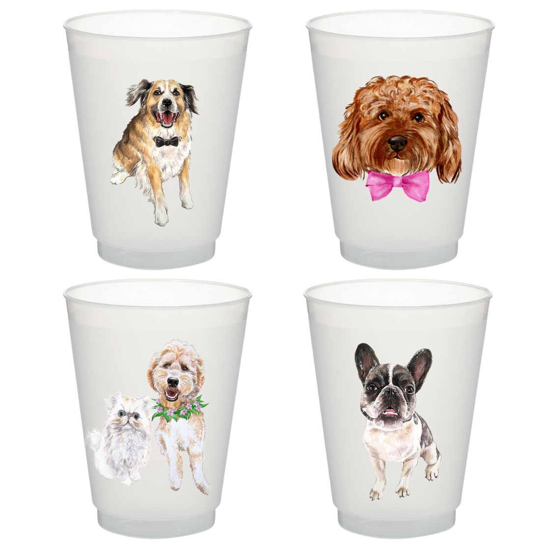 Watercolor Pet (cat, dog, horse, any pet!) Frosted Cups