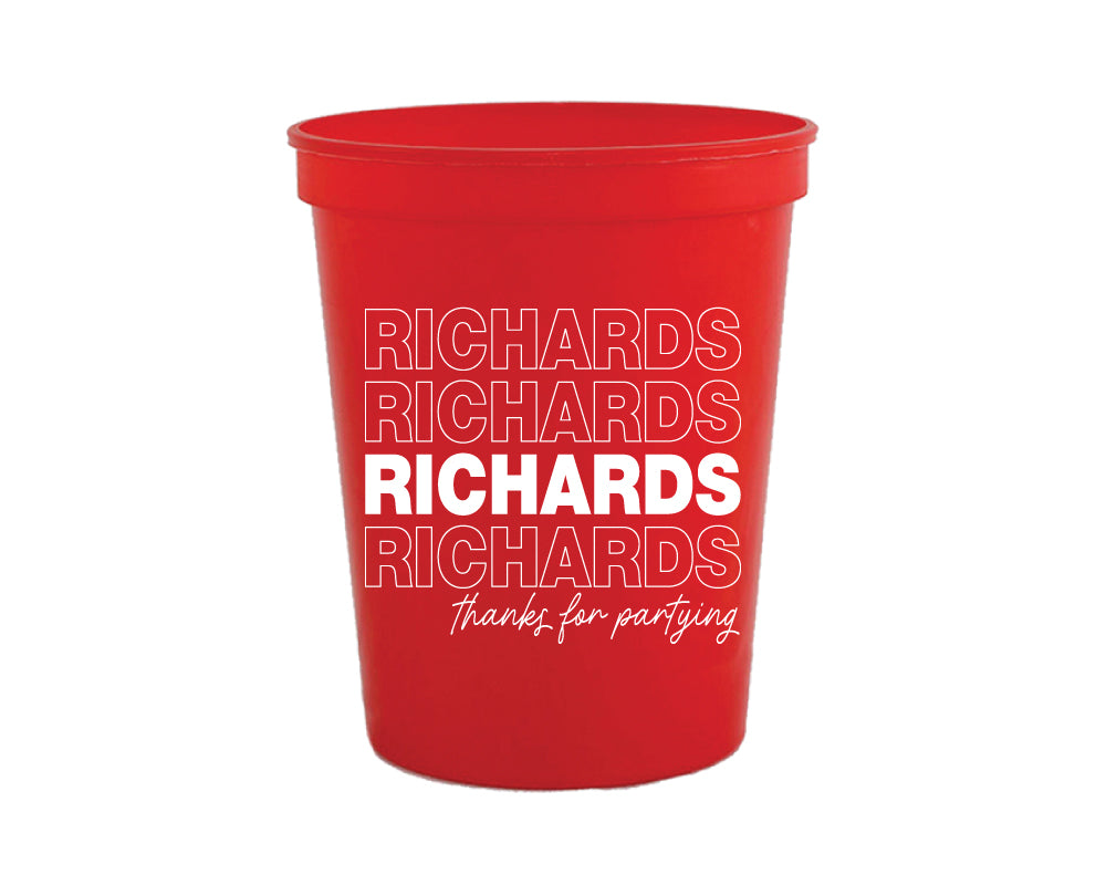 At Home Collection | Custom Last Name "Thank You" Style Stadium Cups, #13