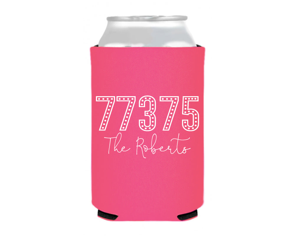At Home Collection | Custom Zip Code Family Name Can Coolers, #33