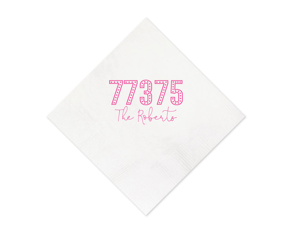 At Home Collection | Custom Zip Code Family Name Napkins, #33