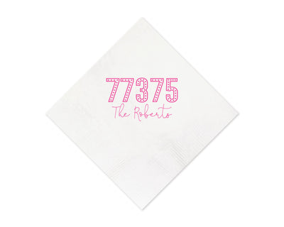 At Home Collection | Custom Zip Code Family Name Napkins, #33