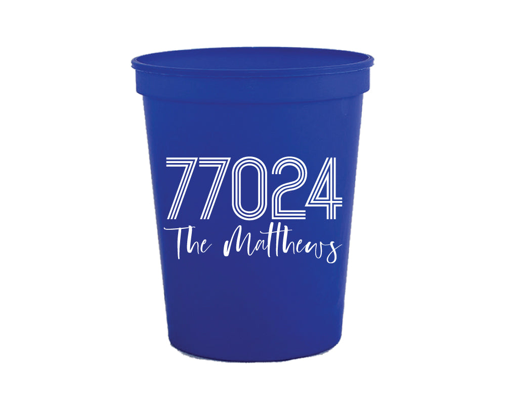 At Home Collection | Custom Zip Code Family Name Stadium Cup, #32