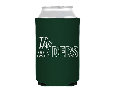 At Home Collection | Personalized Last Name Line Block Can Cooler, #36