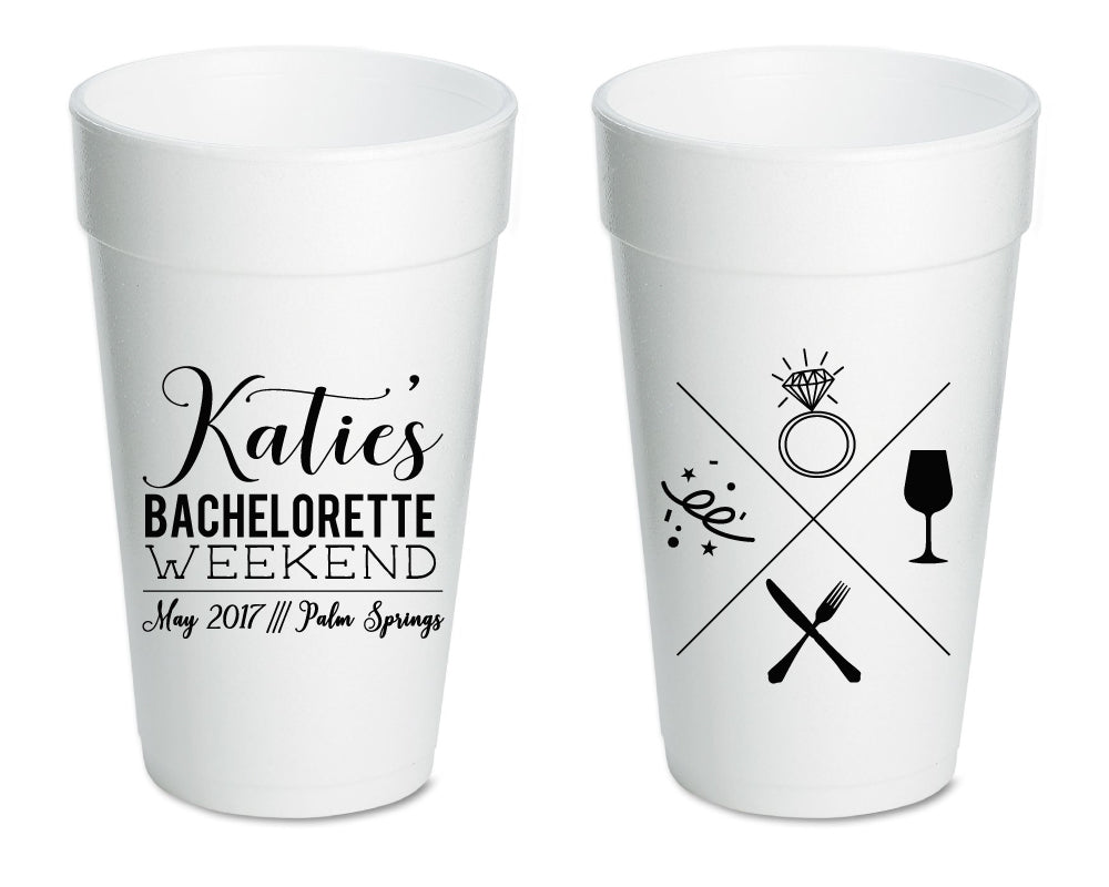 Bachelorette Party Icons Foam Cups