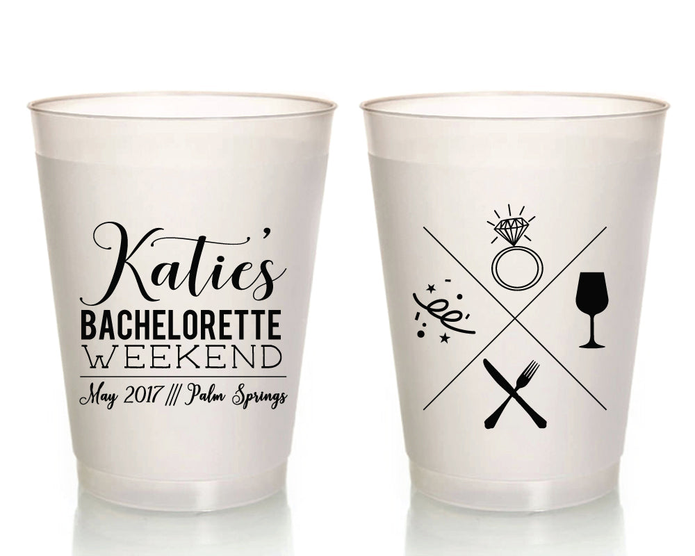 Bachelorette Party Icons Frosted Cups