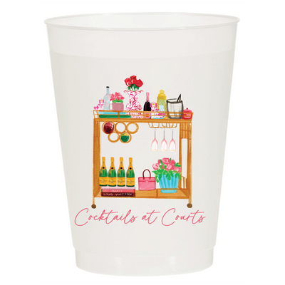 Bar Cart Full Color Frosted Cups