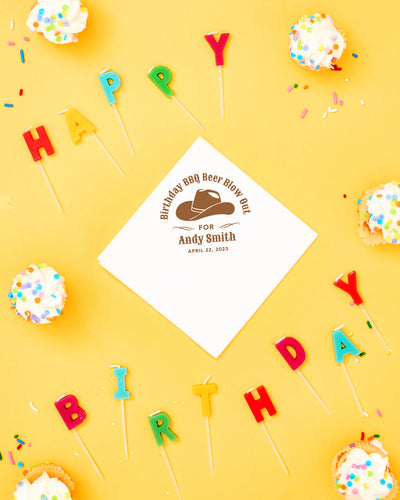 Birthday BBQ Beer Blowout Cocktail Napkins