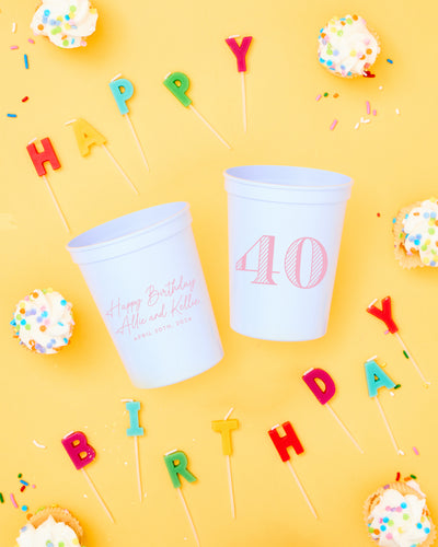 Custom Double Birthday Celebration Stadium Cups