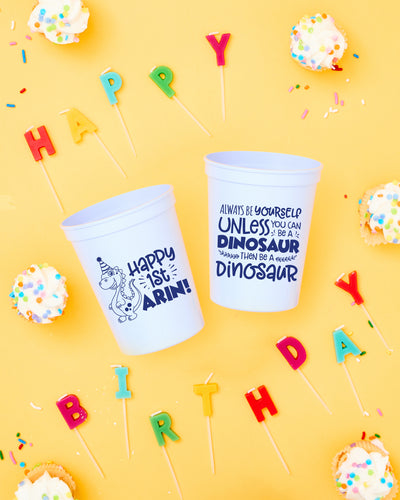 Happy 1st Birthday Dinosaur Stadium Cups
