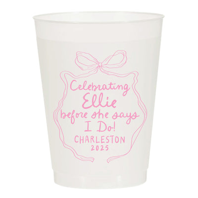 Celebrating Before She Say's I Do Bow Frame Bachelorette Party Frosted Cups