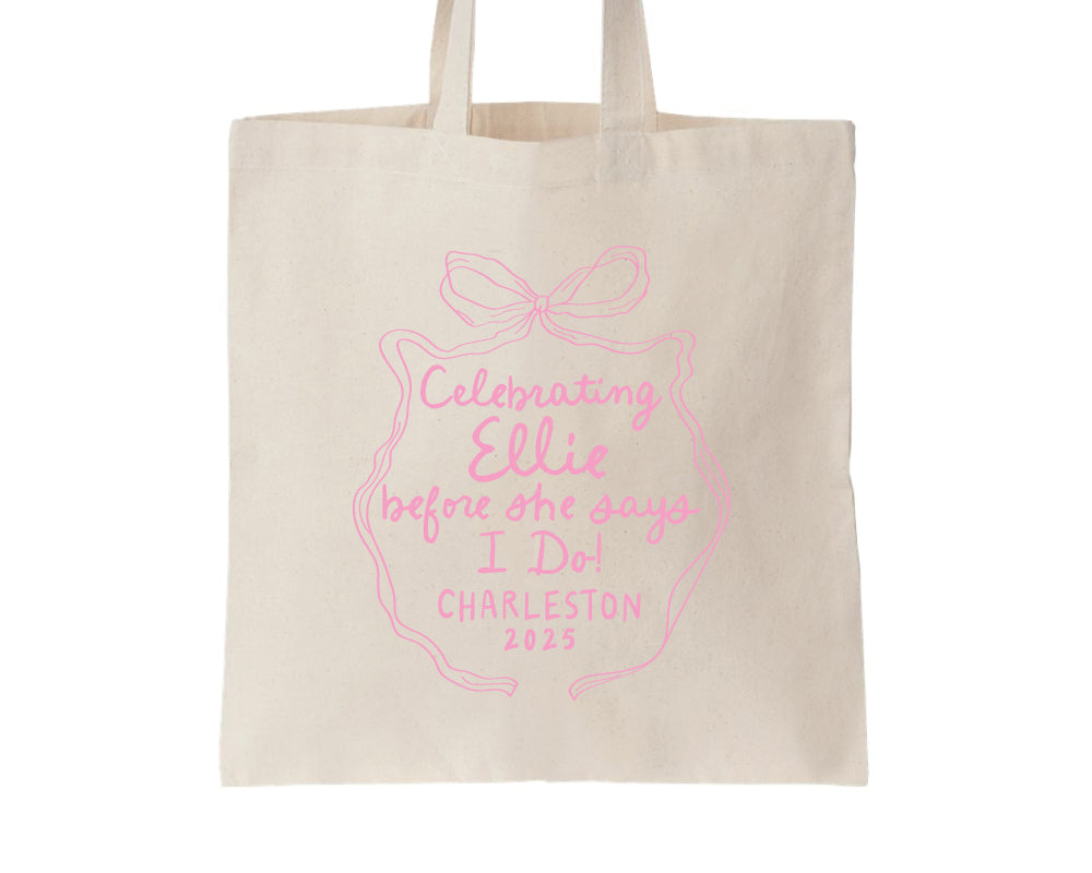 Tied The Knot Bow Bachelorette Party Tote Bags