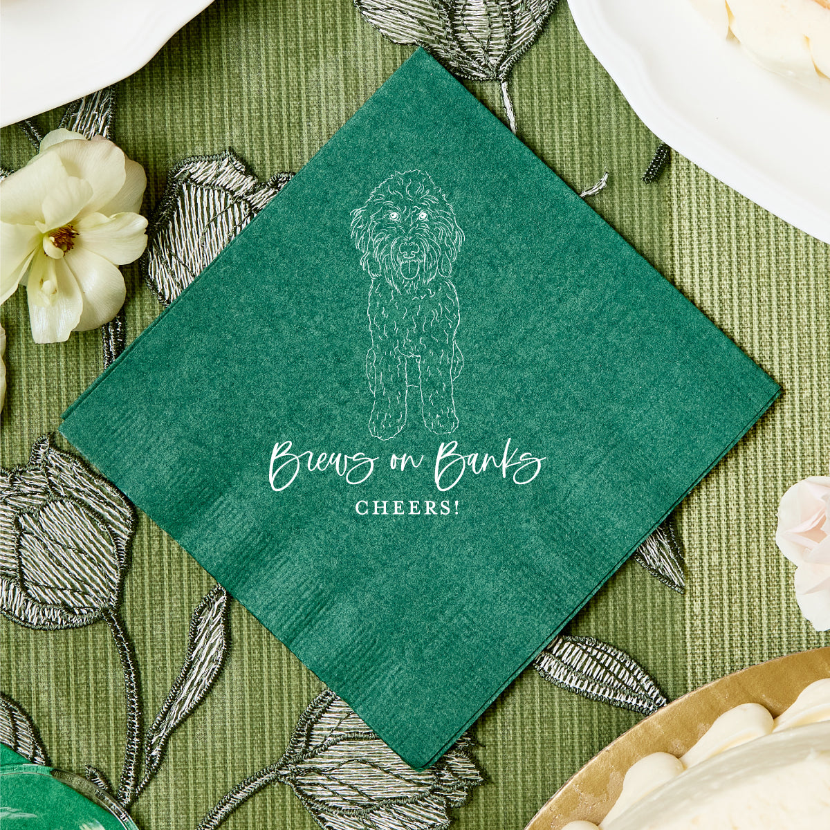 Brews on Me Custom Pet Drawing Cocktail Napkins