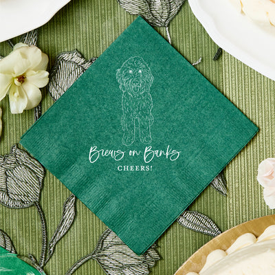 Brews on Me Custom Pet Drawing Cocktail Napkins