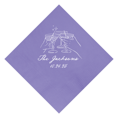 Champagne Toast Hand Drawn Wedding Napkin