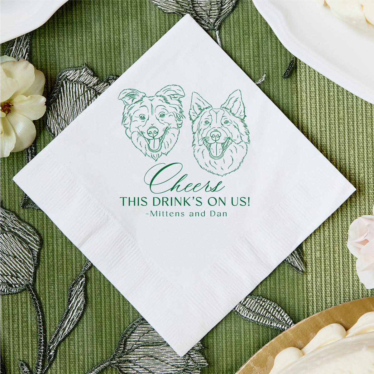 Cheers Custom Pet Drawing Cocktail Napkins