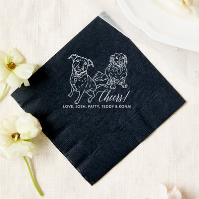 Cheers Custom Pet Drawing Cocktail Napkins