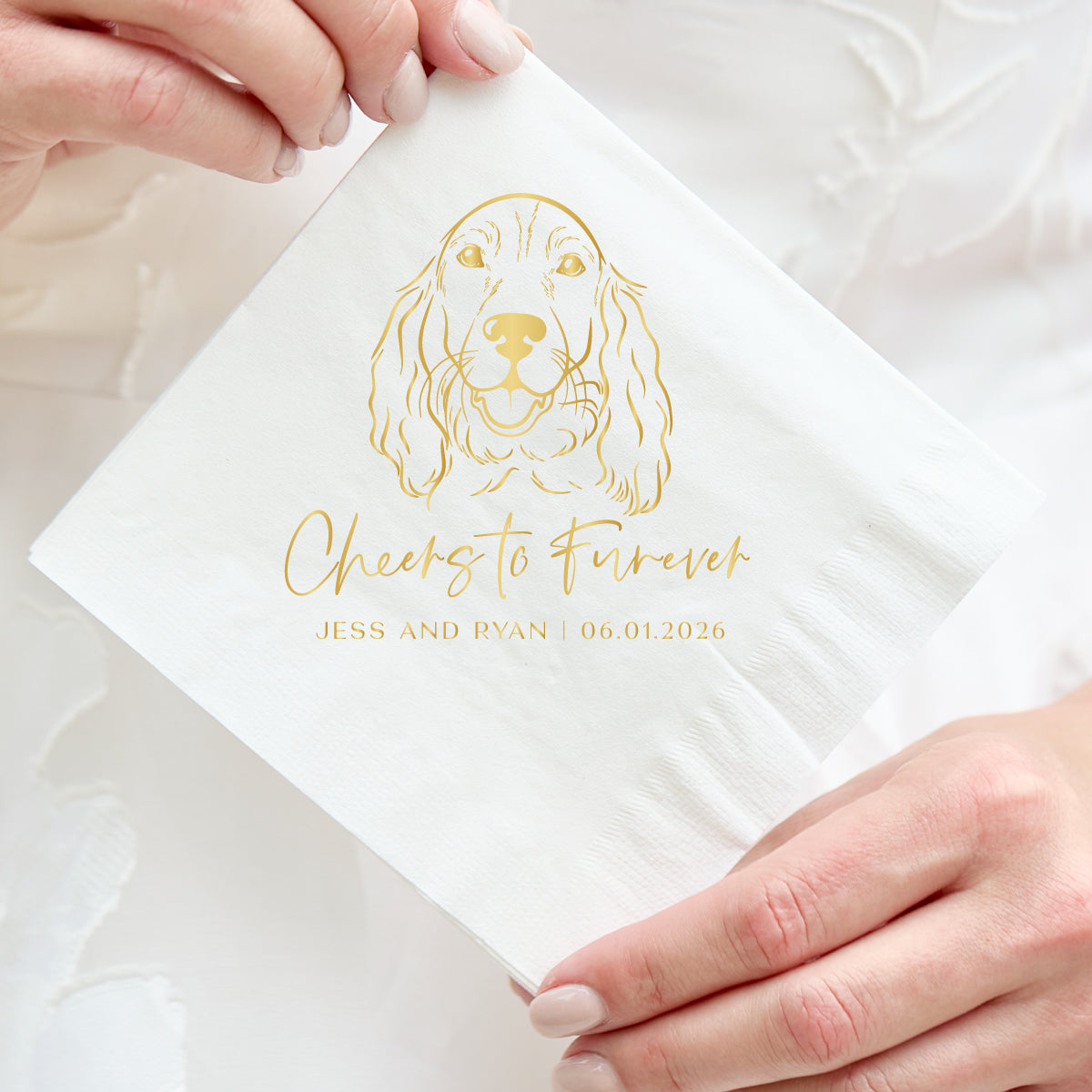 Cheers To Furever Custom Pet Drawing Cocktail Napkins
