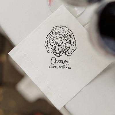 Cheers! Dog Drawing Pet Portrait Wedding Beverage Napkins