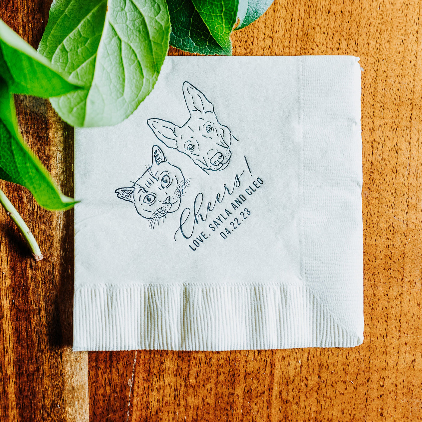 Cheers! Dog Drawing Pet Portrait Wedding Beverage Napkins